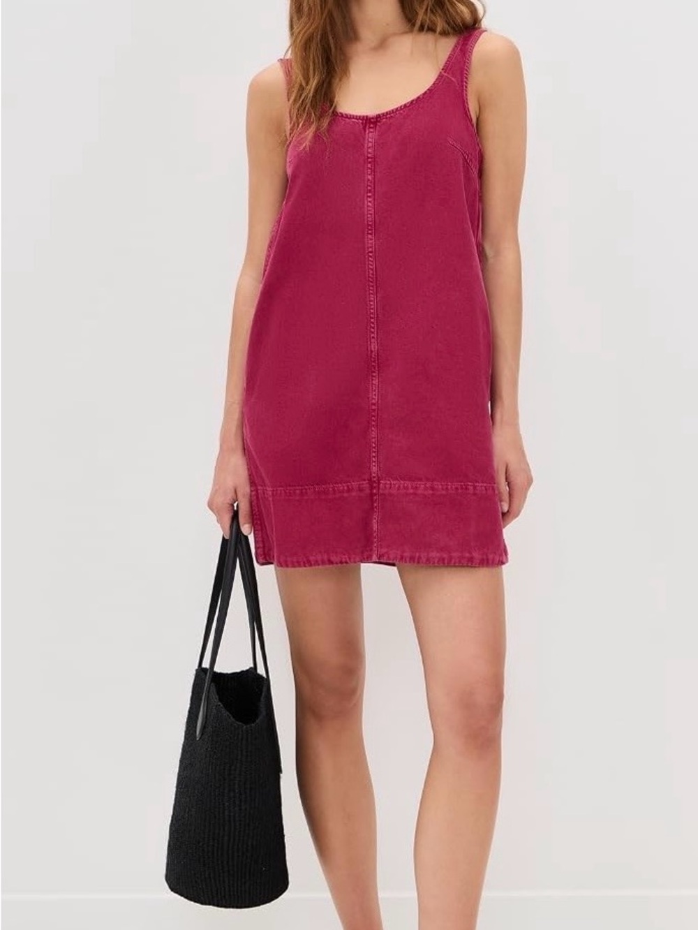 Madewell Garment Dyed Denim Scoop Neck Mini Dress